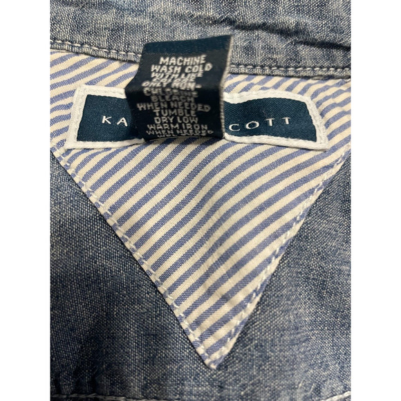 ""KAREN SCOTT Vintage Blue Denim Short Sleeve Button Up Size Large"" - Picture 8 of 8